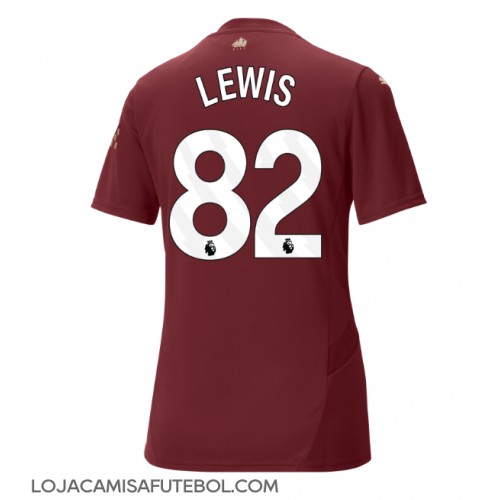 Camisa de Futebol Manchester City Rico Lewis #82 Equipamento Alternativo Mulheres 2024-25 Manga Curta